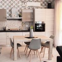 Mesa de cocina extensible First, color Madera rústica