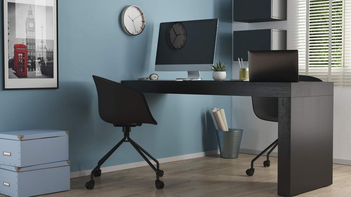 Evolution Desk 70,9 x 23,6 in, Concrete Effect, Grey with One Leg set image 1