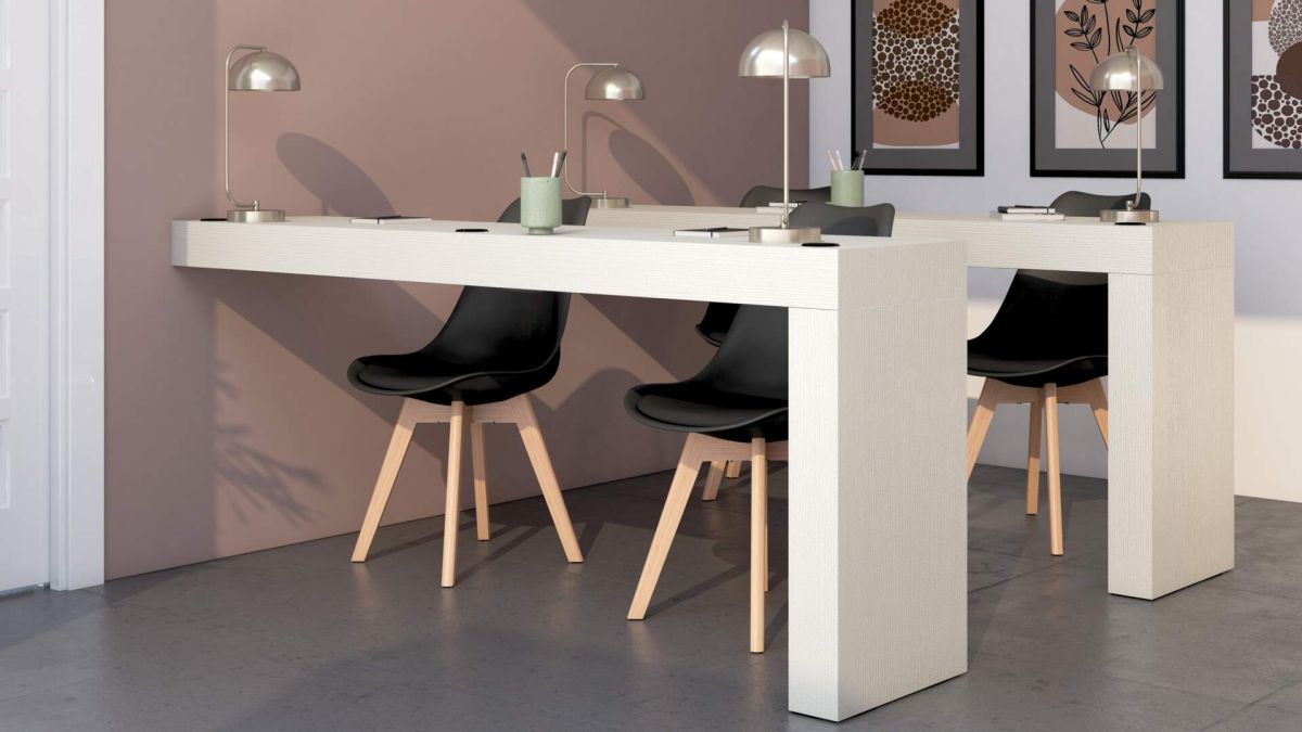 Evolution Desk 70.9 x 15.7 in, with Wireless Charger, Concrete Effect, Grey with One Leg set image 1