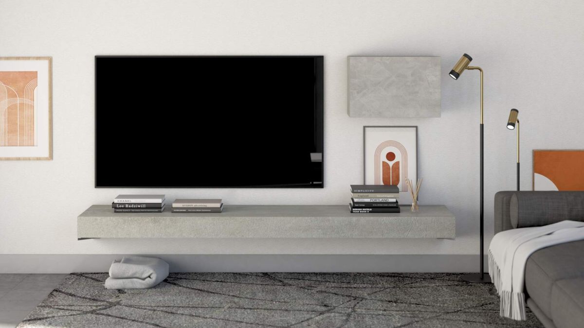 Floating tv stand Evolution 70.9 x 15.7 in, Concrete Grey set image 1
