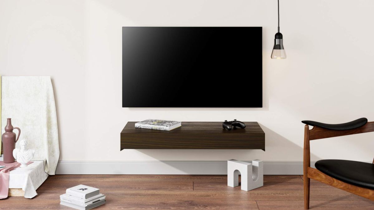 Floating tv stand Evolution 35.4 x 15.7 in, Dark Walnut set image 1