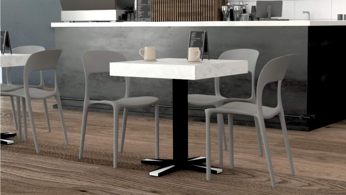 FIRST Bar Table, Concrete Effect, White set image 3