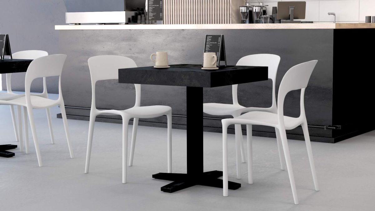 FIRST Bar Table, Concrete Effect, Black set image 2