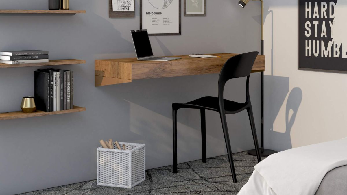 Evolution wall mounted desk 47.2x15.7 in, Ashwood Black set image 1