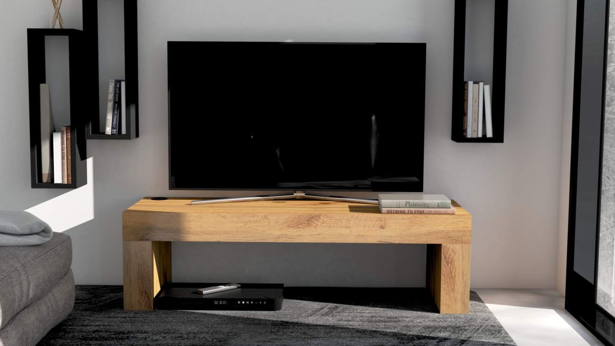 Evolution TV Stand 47.2x15.7 in, with Wireless Charger, Rustic Oak set image 1