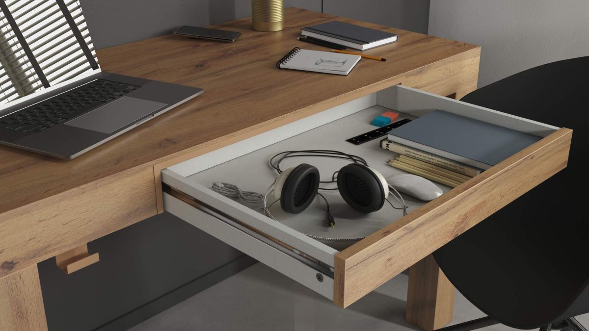 First desk with drawer, Rustic Oak set image 6