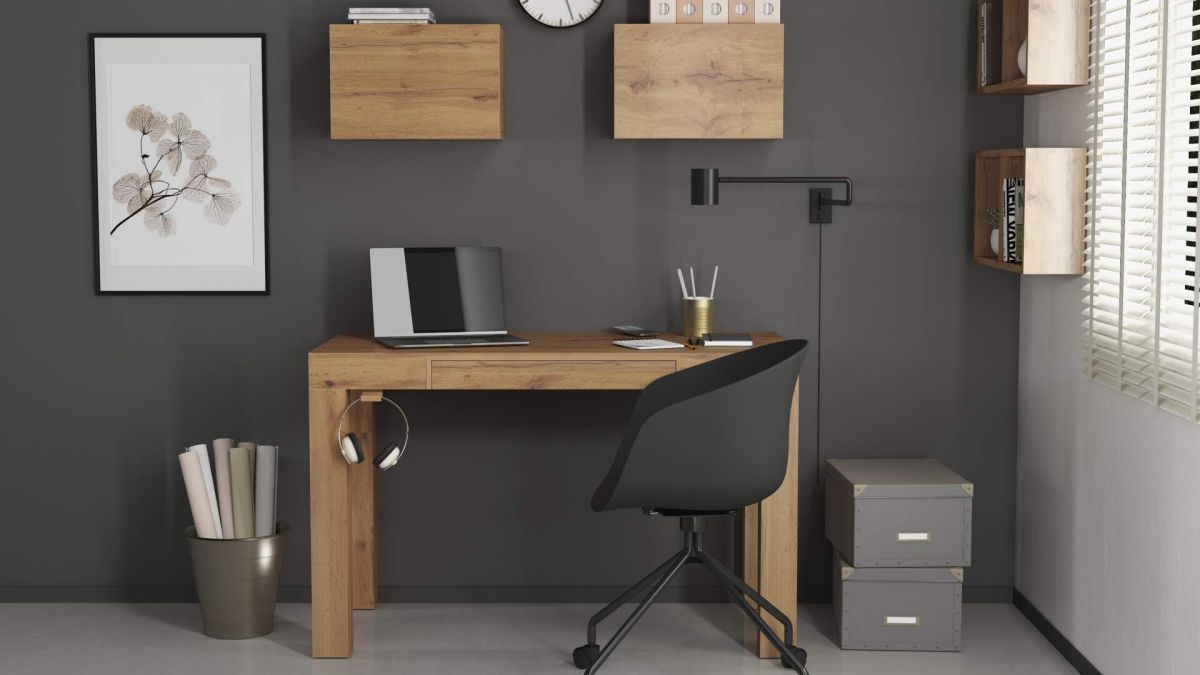 First desk with drawer, Rustic Oak set image 5