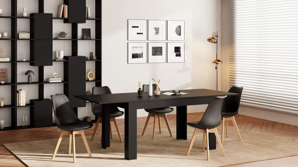 Greta Scandinavian Style Chairs, Set of 4, Black set image 4
