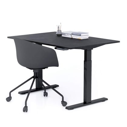 Clara Electric Standing Desk 47.2 x 31.4 in Concrete Effect, Black with Black Legs main image