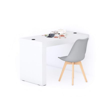 Evolution Fixed Table 47.2 x 23.6 in, with Wireless Charger, Ashwood White with One Leg