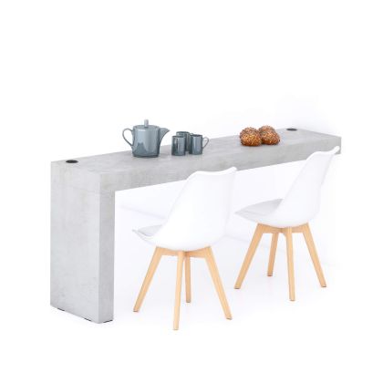 Evolution Fixed Table 70.9 x 15.7 in, with Wireless Charger, Concrete Grey with One Leg