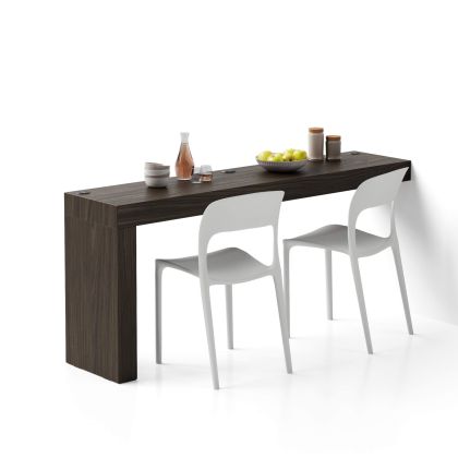 Evolution dining table with One Leg and Wireless Charger 70.9 x 15.7 in, Dark Walnut main image