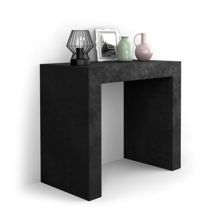 Angelica Extendable Console Table, Black Concrete