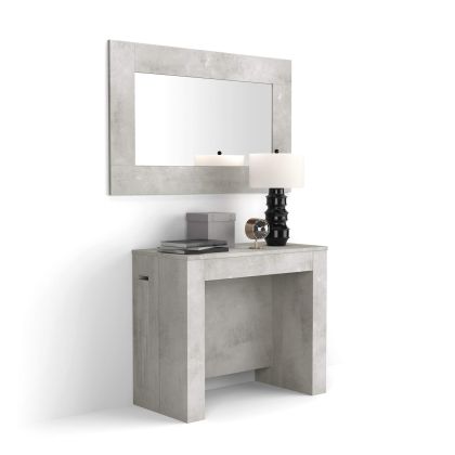 Easy, Extendable Console Table with extension leaves holder, Concrete Effect, Grey main image