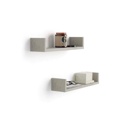 Set of 2 "U"-Shaped Shelves, Iacopo, Concrete Effect, Grey main image