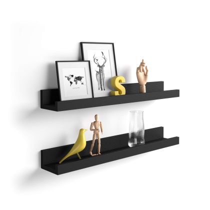 Set of 2 First picture shelves, 23.62 in, Ashwood Black main image