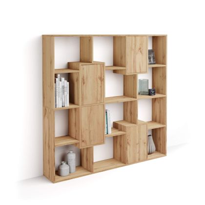 Iacopo S Bookcase with panel doors (63.3 x 62.3 in), Rustic Oak main image
