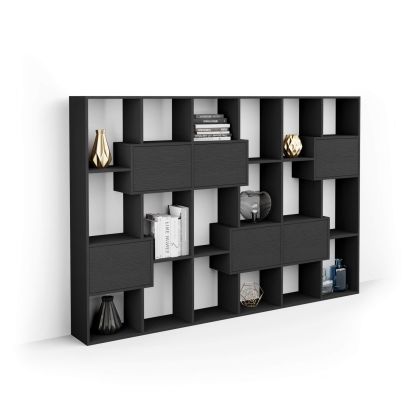 Iacopo M Bookcase with panel doors (63.3 x 93.1 in), Ashwood Black