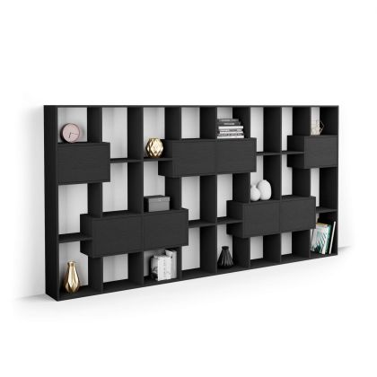 Iacopo L Bookcas with panel doors (63.3 x 123.9 in), Ashwood Black main image