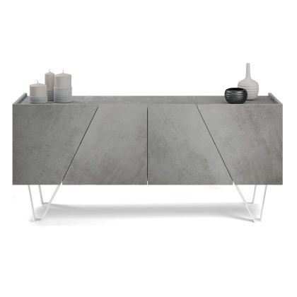 Emma 4-door Sideboard with white legs, Concrete Effect, Grey main image