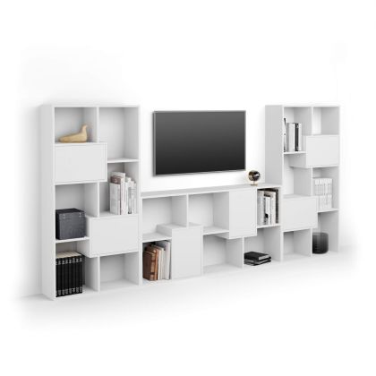 Iacopo, TV wall unit, Ashwood White with doors main image