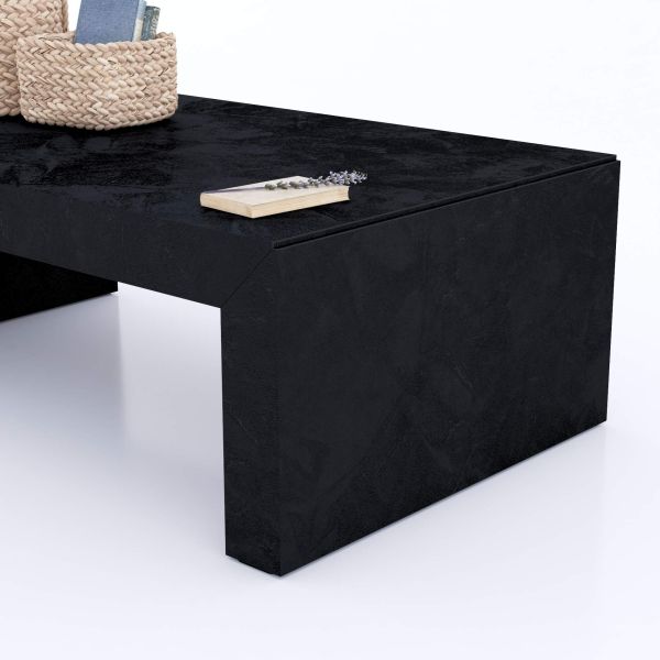 Angelica, Italian Style, low Coffee Table, Concrete Effect, Black detail image 1