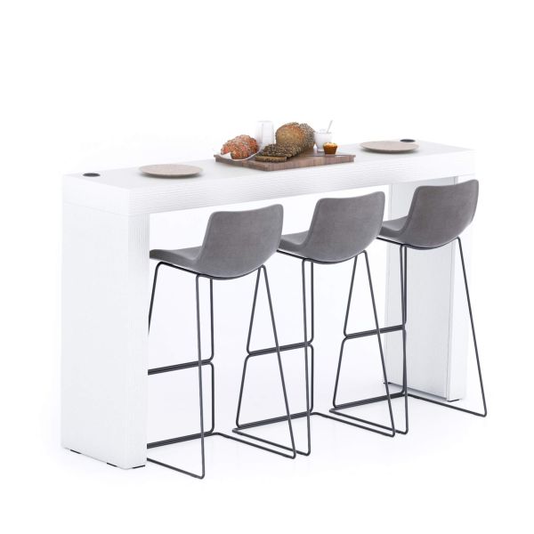Evolution High Table with Wireless Charger 70.9 x 15.7 in, Ashwood White main image