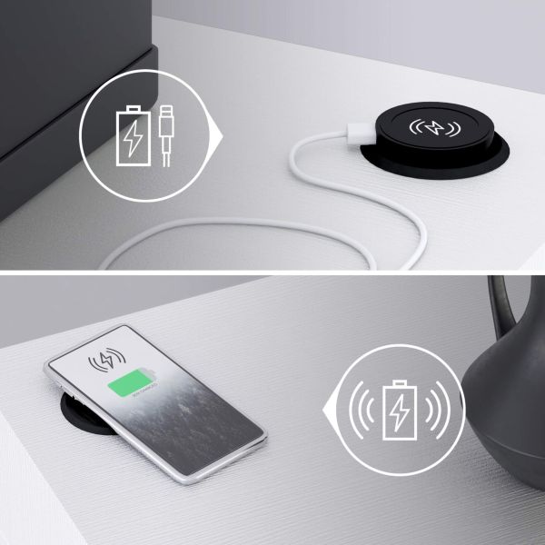 Evolution Peninsula with Wireless Charger 70.9 x 23.6 in, Ashwood White detail image 2