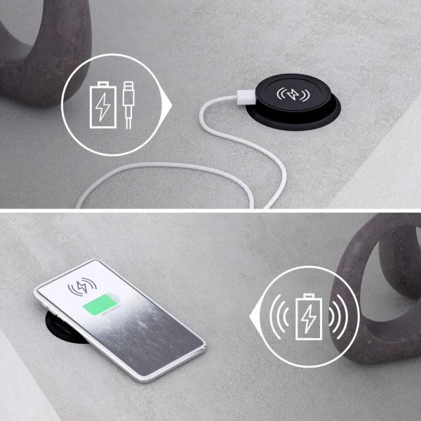 Evolution Peninsula with Wireless Charger 47.2 x 23.6 in, Concrete Grey detail image 2