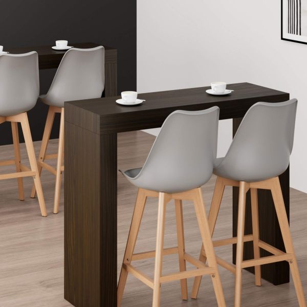 Evolution High Table with Two Legs 47.2 x 15.7 in, Dark Walnut set image 1