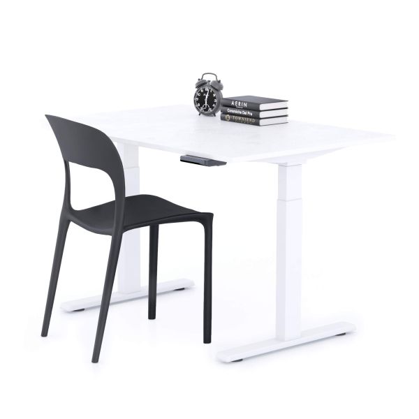 Clara Electric Standing Desk 47.2 x 31.4 in Concrete Effect, White with White Legs main image