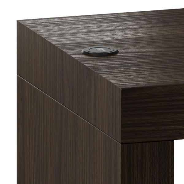 Evolution Fixed Table with One Leg and Wirelss Charger 70.9 x 23.6 in, Dark Walnut detail image 1