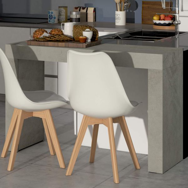 Evolution Fixed Table 47.2 x 15.7 in, with Wireless Charger, Ashwood White with Two Legs set image 1