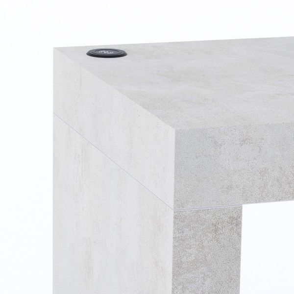 Evolution Fixed Table 70.9 x 15.7 in, with Wireless Charger, Concrete Effect, Grey with Two Legs detail image 1