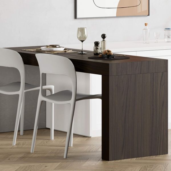Evolution dining table with One Leg 70.9 x 23.6 in, Dark Walnut set image 1