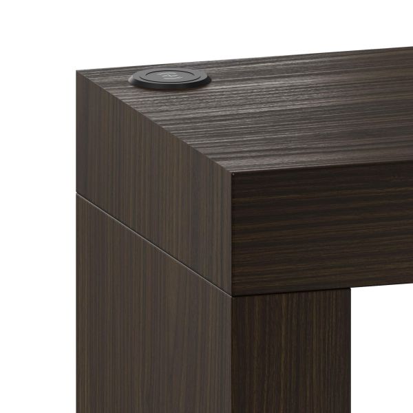 Evolution High Table with Two Legs and Wireless Charger 70.9 x 15.7 in, Dark Walnut detail image 1