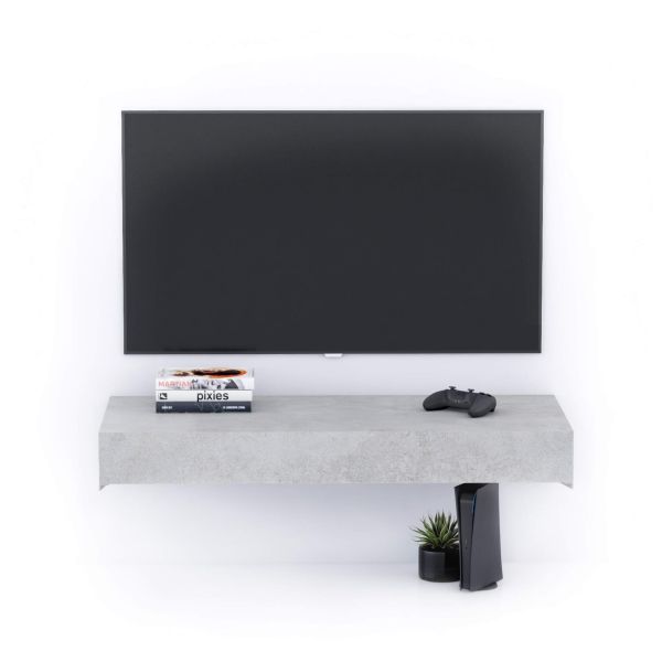 Floating tv stand Evolution 35.4 x 15.7 in, Concrete Effect, Grey detail image 1