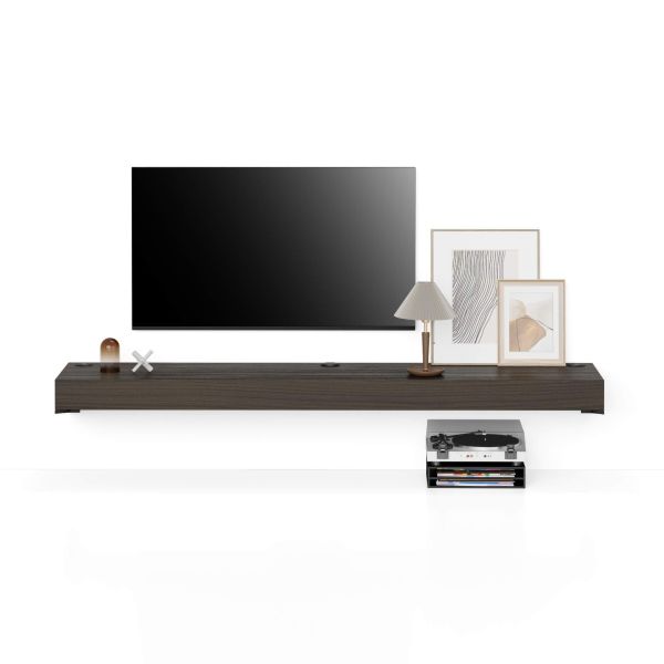 Floating tv stand Evolution with Wireless Charger 70.9 x 15.7 in, Dark Walnut detail image 1