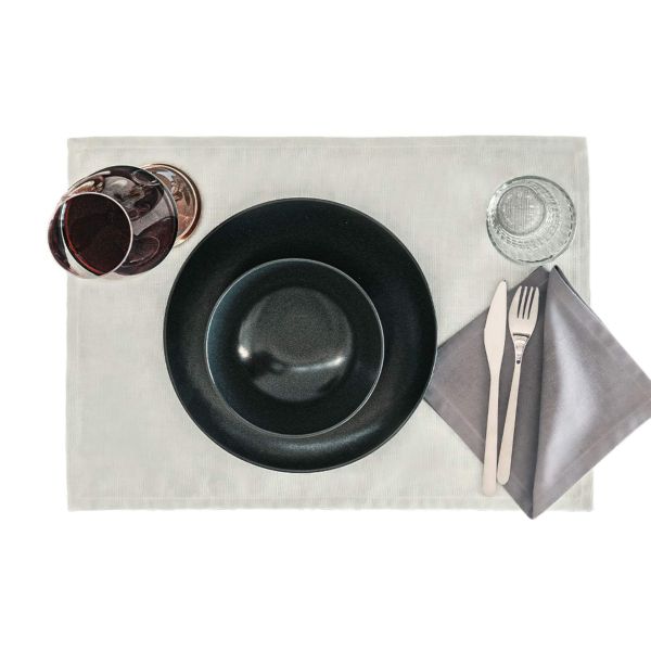 Gioele Cotton placemats 13.77 x 19.68 in, Pack of 2, Light grey detail image 4