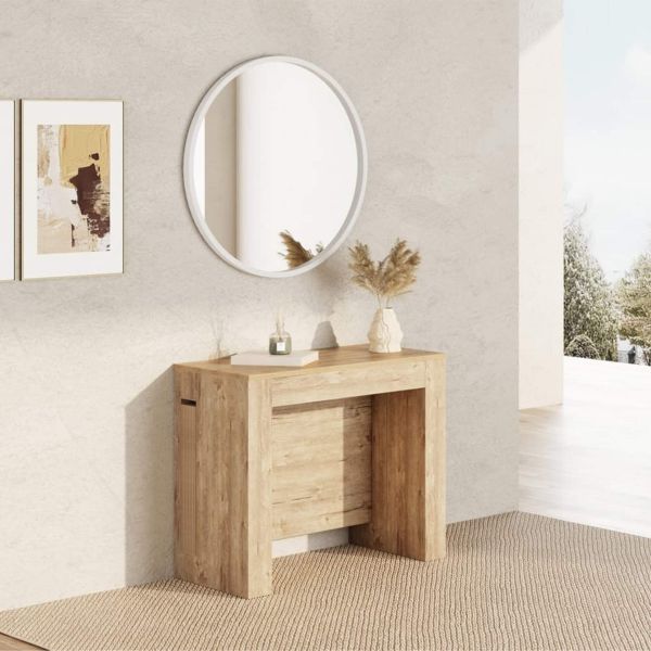Easy, Extendable Console Table with extension leaves holder, 17,7(120,1)x35,4 in, Oak set image 1