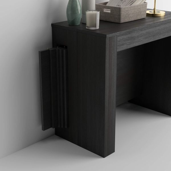 Easy, Extendable Console Table with extension leaves holder, 17,7(120,1)x35,4 in, Ashwood Black detail image 1
