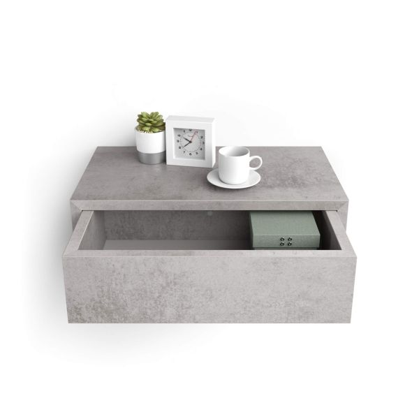 Riccardo Floating nightstand, Concrete Effect, Grey detail image 2