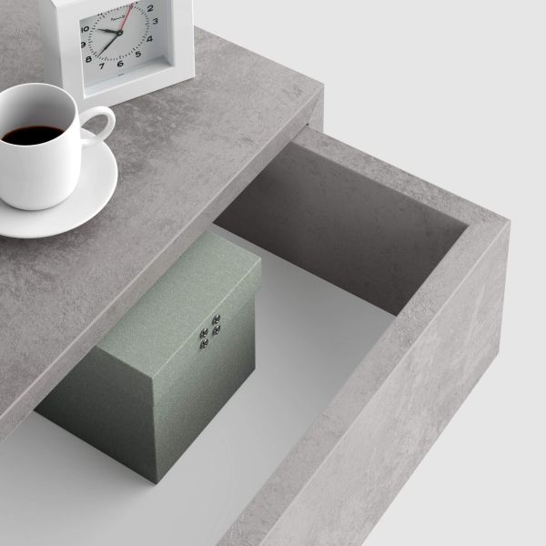 Riccardo Floating nightstand, Concrete Effect, Grey detail image 1
