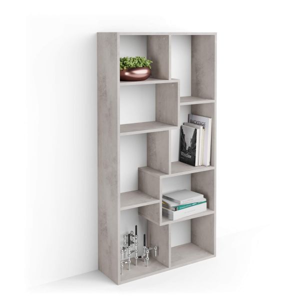Bookcase XS Iacopo (63,31 x 31,5 in), Concrete Effect, Grey detail image 1