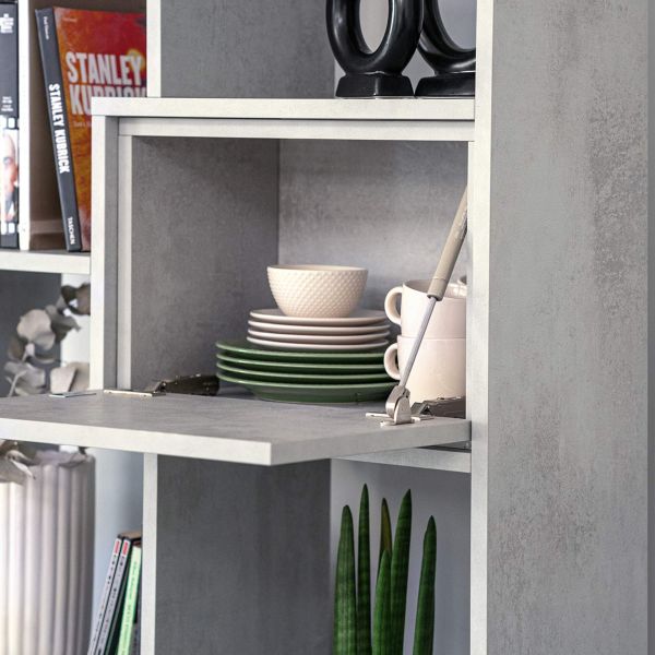 Iacopo XS Bookcase with panel doors (63.31 x 31.5 in), Concrete Effect, Grey set image 2