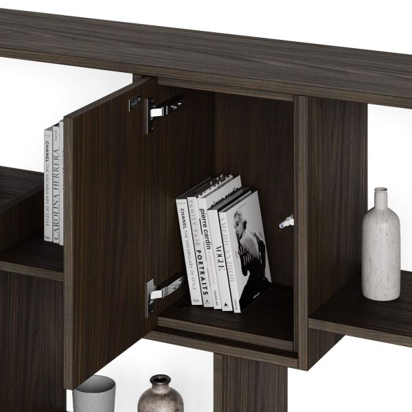 Iacopo L Bookcase with panel doors (63.3 x 123.9 in), Dark Walnut detail image 1
