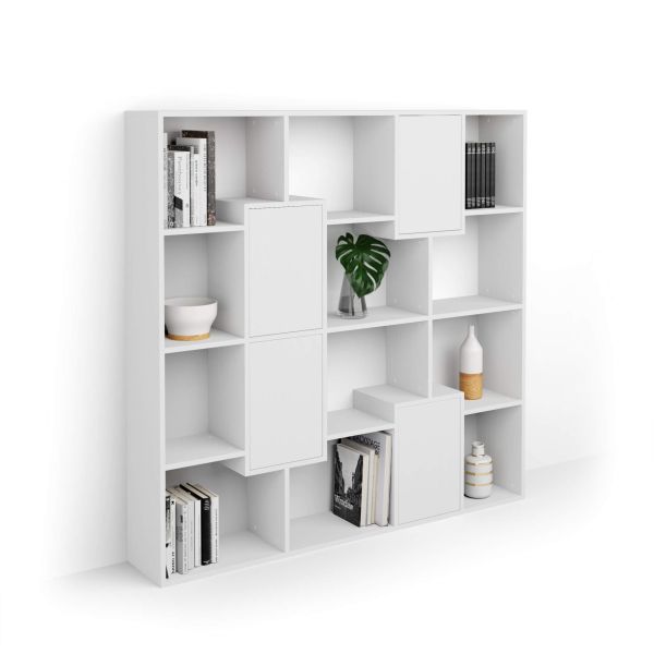 Iacopo S Bookcase with panel doors (63.3 x 62.3 in), Ashwood White detail image 1