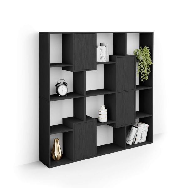 Iacopo S Bookcase with panel doors (63.3 x 62.3 in), Ashwood Black detail image 1
