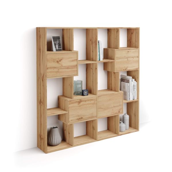 Iacopo S Bookcase with panel doors (63.3 x 62.3 in), Rustic Oak detail image 1
