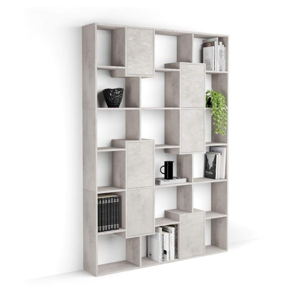 Iacopo M Bookcase with panel doors (63.3 x 93.1 in), Concrete Effect, Grey detail image 1